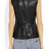 Alexander Wang Pleated Leather Top in Black - Lyst