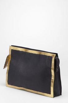 Bottega Veneta Tourmaline Oro Gilded Waxed Leather Clutch - Lyst