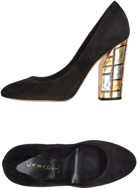 Casadei Closedtoe Slipons in Gold (black) - Lyst
