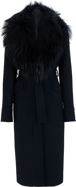 Elie Saab Fur Collar Coat - Lyst