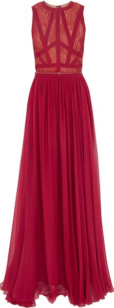Elie Saab Sl Lace Georgete Lg Gown - Lyst