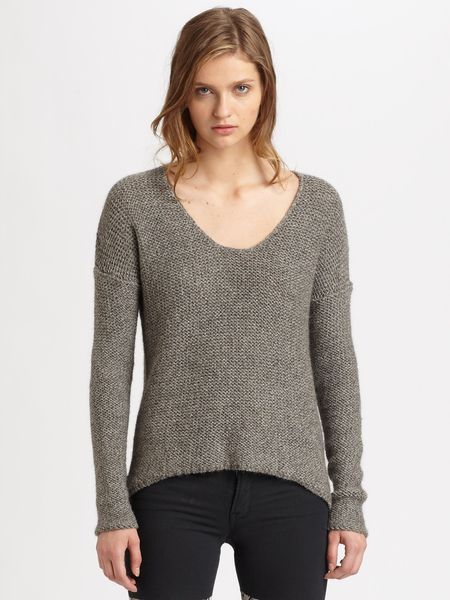 Helmut Lang Asymmetrical Wool Sweater in Gray (grey) - Lyst