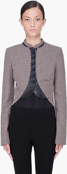 McQ by Alexander McQueen Taupe Leather Trim Tailcoat - Lyst