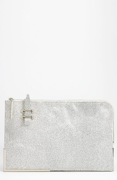 3.1 Phillip Lim Portfolio Oversized Leather Clutch in White (speckled white) - Lyst