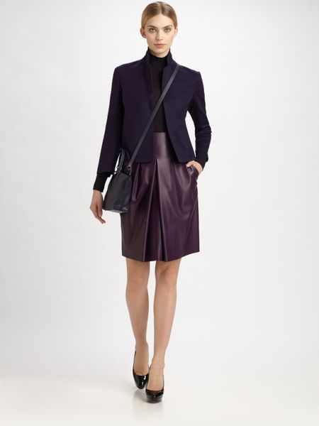 Akris Leather Skirt in Purple - Lyst