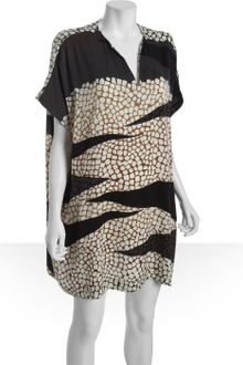 Diane Von Furstenberg Crackle Print Stretch Silk Squaretan Caftan Dress - Lyst