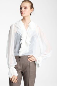 Dolce & Gabbana Pleated Silk Blouse - Lyst