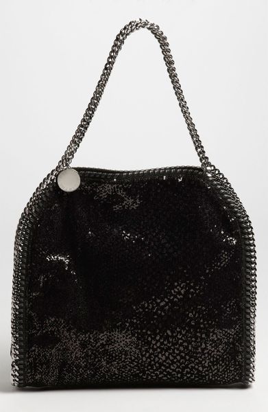 Stella Mccartney Falabella Velvet Paillettes Tote in Black - Lyst