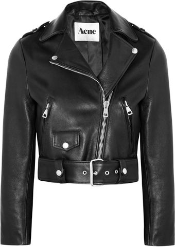 Acne Mape Cropped Leather Biker Jacket - Lyst