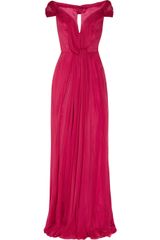 Alberta Ferretti Silk Chiffon Off The Shoulder Gown