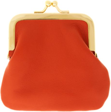 American Apparel Leather Frame Purse in Orange - Lyst
