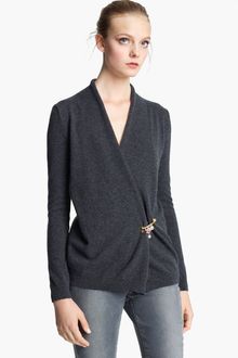 Dolce & Gabbana Cashmere Cardigan with Embellished Pin - Lyst