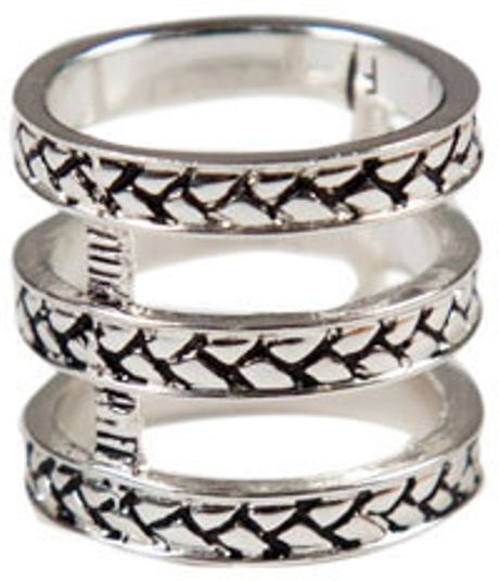 Fortune Favors The Brave Braided Cage Ring in Silver - Lyst