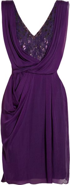 Matthew Williamson Embellished Lace and Draped Silk Chiffon Dress - Lyst
