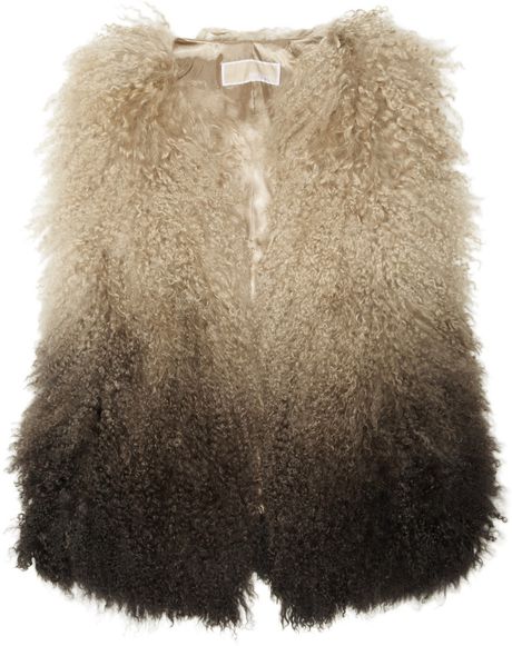 Michael By Michael Kors Dipdyed Shearling Gilet in Brown (taupe) - Lyst