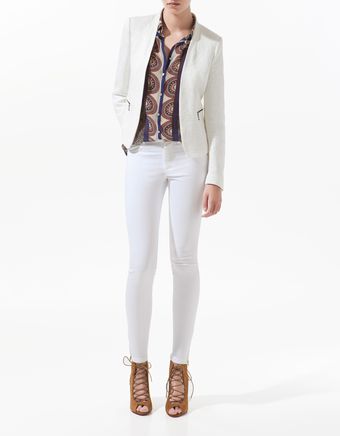 Zara Jacquard Blazer with Zips - Lyst