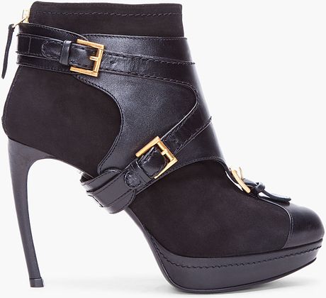 Alexander Mcqueen Black Stirrup Buckle Boot in Black - Lyst
