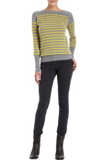 Barneys New York Raglan Sleeve Striped Sweater - Lyst