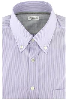 Brunello Cucinelli Lilac Stripe Button Down Dress Shirt - Lyst