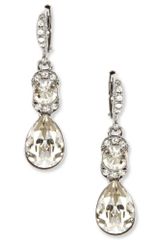 Givenchy Light Hematite Tone Silver Shade Stone Double Drop Earrings