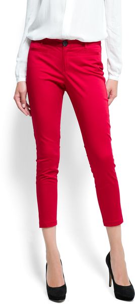 Mango Satin Sheen Slimfit Trousers - Lyst