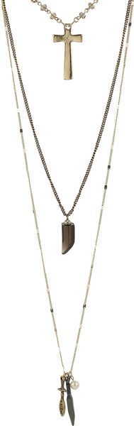 Topshop Relic Cluster Three Row Necklace - Lyst