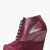 Yves Saint Laurent Oxblood Leather Amarena Wedge Boots in Red (oxblood) - Lyst