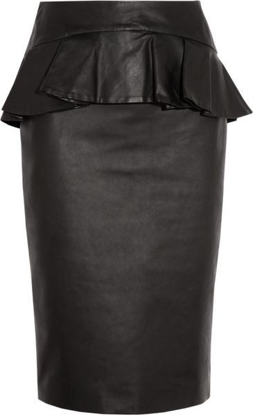 Alexander Mcqueen Leather Peplum Skirt in Black - Lyst