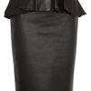Alexander Mcqueen Leather Peplum Skirt in Black - Lyst