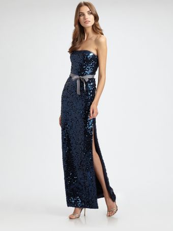 BCBGMAXAZRIA Lela Sequined Gown - Lyst