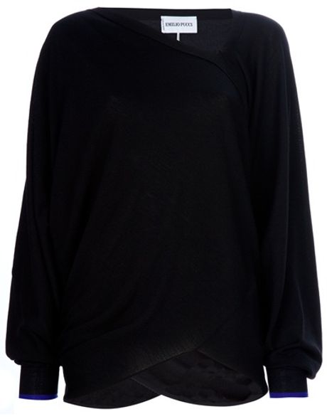 Emilio Pucci Asymmetric Sweater in Black - Lyst