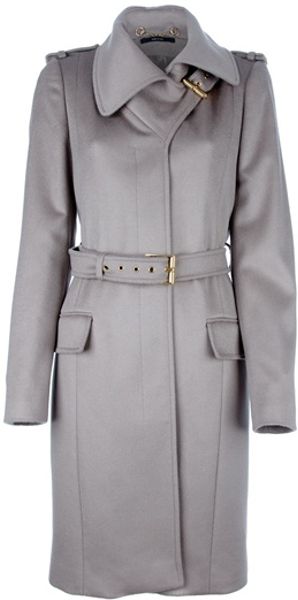 Gucci Belted Coat in Gray (nude) - Lyst