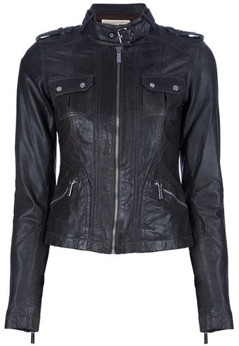 Michael Kors Leather Biker Jacket - Lyst