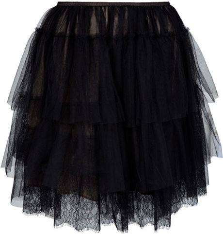 Red Valentino Layered Netted Skirt in Black - Lyst