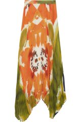 Alice + Olivia Pleated Printed Chiffon Skirt