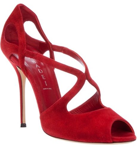 Casadei Suede Sandal in Red - Lyst