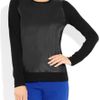 Dkny Merino Wool and Leather Sweater in Black - Lyst