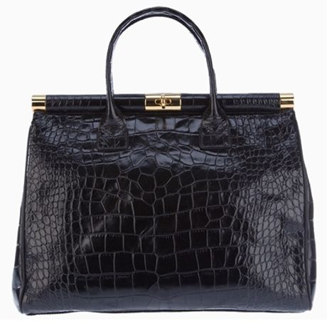 Giuseppe Zanotti Crocodile Embossed Leather Tote in Black - Lyst