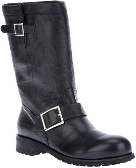 Jimmy Choo Buckled Biker Boot in Black - Lyst