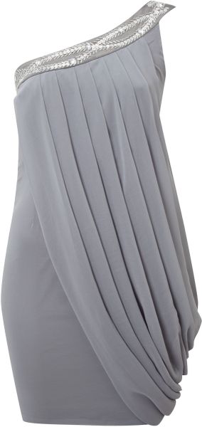 Sodamix Sodamix Drape Dress with Trim in Gray (grey) - Lyst