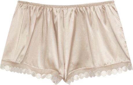 Stella Mccartney Fiona Popping Stretchsilk Satin Shorts in Beige (nude) - Lyst