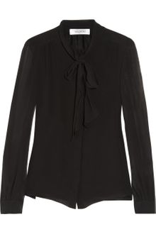 Valentino Pussy bow Silk georgette Blouse - Lyst