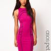 Asos Collection Asos Petite Exclusive Pencil Dress with Seam Detail and Cut Out Back in Purple - Lyst