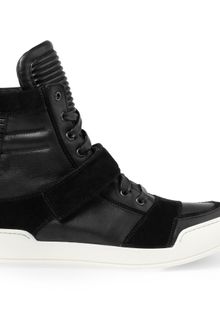 Balmain Leather and Suede High Top Sneakers - Lyst