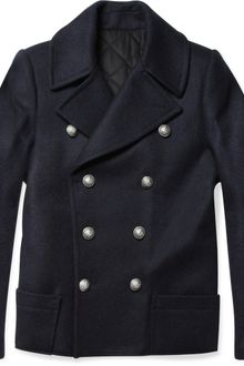 Balmain Slimfit Wool Peacoat - Lyst