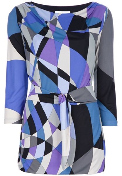Emilio Pucci Belted Top in Blue (multicoloured) - Lyst