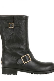 Jimmy Choo Calf Biker Buckled Boots - Lyst