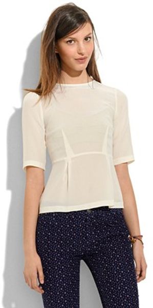 Madewell Silk Peplum Top - Lyst