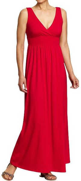 Old Navy Cross Smocked Maxi Dresses in Red (amaryllis red)