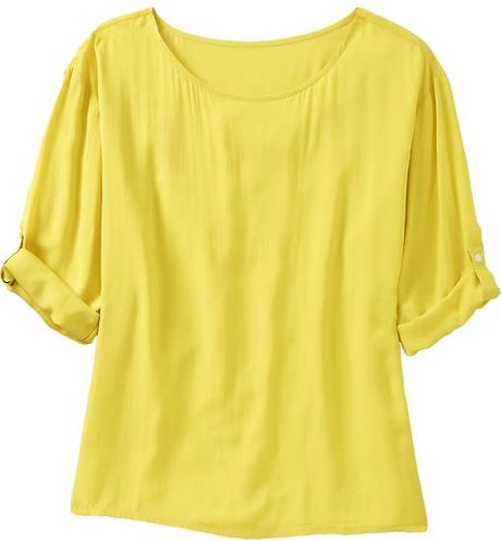 Old Navy 34sleeve Buttontab Tops in Yellow (anjou pear ) | Lyst